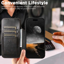Carica l'immagine nel visualizzatore di Gallery, Casekis Leather Wallet MagSafe Phone Case Black