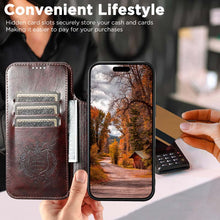 Load image into Gallery viewer, Casekis Leather Wallet MagSafe Phone Case Brown
