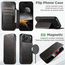 Carica l'immagine nel visualizzatore di Gallery, Casekis Leather Wallet MagSafe Phone Case Black