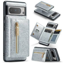 Muat gambar ke penampil Galeri, Casekis Glitter Cardholer Magnetic Phone Case Silver