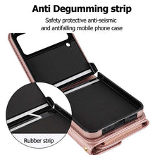 Load image into Gallery viewer, Casekis Crossbody Cardholder Phone Case For Galaxy Z Flip 3 Rose Gold