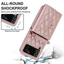 Load image into Gallery viewer, Casekis Crossbody Cardholder Phone Case For Galaxy Z Flip 3 Rose Gold
