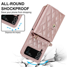 Load image into Gallery viewer, Casekis Crossbody Cardholder Phone Case For Galaxy Z Flip 4 Rose Gold