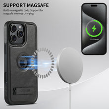 Load image into Gallery viewer, Casekis MagSafe Leather Stand Phone Case Black