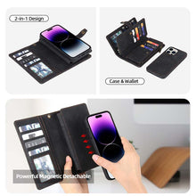 गैलरी व्यूवर में इमेज लोड करें, Casekis Zipper 11 Card Slots Wallet Phone Case Black