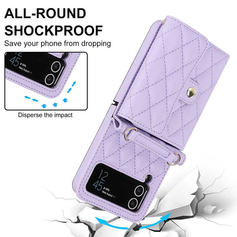 Casekis Crossbody Cardholder Phone Case For Galaxy Z Flip 4 Purple