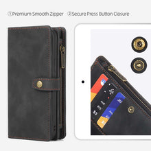 गैलरी व्यूवर में इमेज लोड करें, Casekis Zipper 11 Card Slots Wallet Phone Case Black