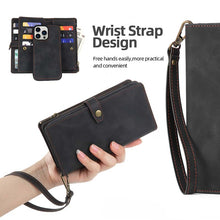 गैलरी व्यूवर में इमेज लोड करें, Casekis Zipper 11 Card Slots Wallet Phone Case Black