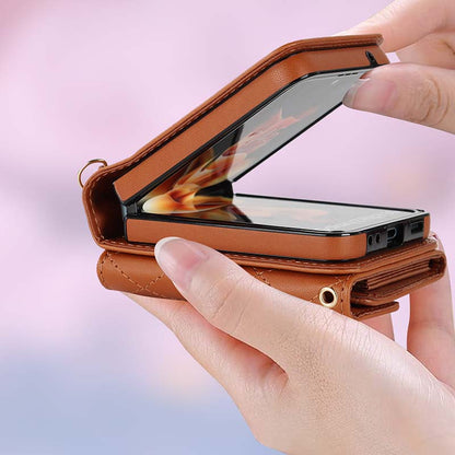 Casekis Crossbody Cardholder Phone Case For Galaxy Z Flip 4 Brown