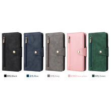 Load image into Gallery viewer, Casekis Studded Zip Leather Wallet Wristlet Phone Case Black