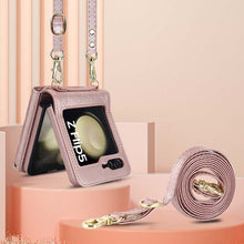 Load image into Gallery viewer, Casekis Crossbody Cardholder Phone Case For Galaxy Z Flip 5 Rose Gold