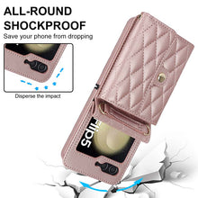 Load image into Gallery viewer, Casekis Crossbody Cardholder Phone Case For Galaxy Z Flip 5 Rose Gold