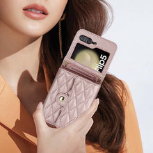 Load image into Gallery viewer, Casekis Crossbody Cardholder Phone Case For Galaxy Z Flip 5 Rose Gold