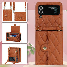 Carica l'immagine nel visualizzatore di Gallery, Casekis Crossbody Cardholder Phone Case For Galaxy Z Flip 4 Brown