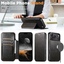 Carica l'immagine nel visualizzatore di Gallery, Casekis Leather Wallet MagSafe Phone Case Black