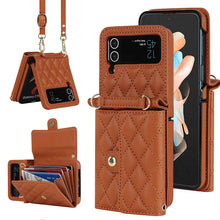 Carica l'immagine nel visualizzatore di Gallery, Casekis Crossbody Cardholder Phone Case For Galaxy Z Flip 3 Brown