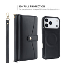 Lade das Bild in den Galerie-Viewer, CASEKIS 2-in-1 Magnetic Detachable Wallet Case with RFID Blocking, 16 Card Slots & Zipper Pocket Black