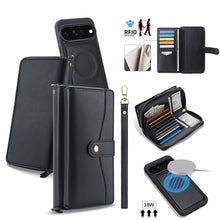 Lade das Bild in den Galerie-Viewer, CASEKIS 2-in-1 Magnetic Detachable Wallet Case with RFID Blocking, 16 Card Slots & Zipper Pocket Black