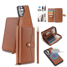 Lade das Bild in den Galerie-Viewer, CASEKIS 2-in-1 Magnetic Detachable Wallet Case with RFID Blocking, 16 Card Slots & Zipper Pocket Brown