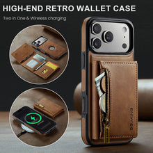 Load image into Gallery viewer, Casekis RFID Magnetic Detachable Leather Wallet Phone Case Brown