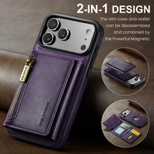 Load image into Gallery viewer, Casekis RFID Magnetic Detachable Leather Wallet Phone Case Purple