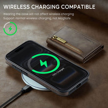 Carregar imagem no visualizador da galeria, Casekis RFID Magnetic Detachable Leather Wallet Phone Case Coffee