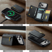 Carregar imagem no visualizador da galeria, Casekis RFID Magnetic Detachable Leather Wallet Phone Case Black