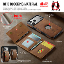 Load image into Gallery viewer, Casekis RFID Magnetic Detachable Leather Wallet Phone Case Brown