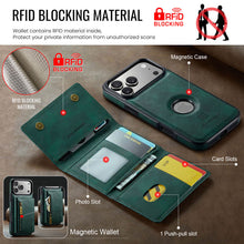 गैलरी व्यूवर में इमेज लोड करें, Casekis RFID Magnetic Detachable Leather Wallet Phone Case Green