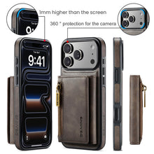 Carregar imagem no visualizador da galeria, Casekis RFID Magnetic Detachable Leather Wallet Phone Case Coffee