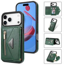 Load image into Gallery viewer, Casekis Crossbody Strap Leather Magnetic Wallet Phone Case Green