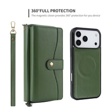 Load image into Gallery viewer, CASEKIS 2-in-1 Magnetic Detachable Wallet Case with RFID Blocking, 16 Card Slots & Zipper Pocket Green