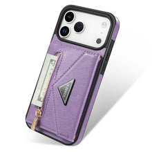 Charger l'image dans la galerie, Casekis Crossbody Strap Leather Magnetic Wallet Phone Case Purple