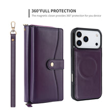Load image into Gallery viewer, CASEKIS 2-in-1 Magnetic Detachable Wallet Case with RFID Blocking, 16 Card Slots & Zipper Pocket Purple