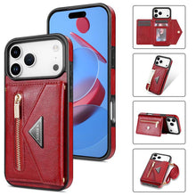 Charger l'image dans la galerie, Casekis Crossbody Strap Leather Magnetic Wallet Phone Case Red