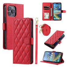 Carregar imagem no visualizador da galeria, Casekis 3 Card Leather Crossbody Wallet Phone Case Red