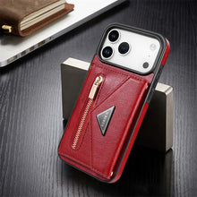 Charger l'image dans la galerie, Casekis Crossbody Strap Leather Magnetic Wallet Phone Case Red