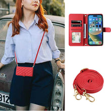 Carregar imagem no visualizador da galeria, Casekis 3 Card Leather Crossbody Wallet Phone Case Red