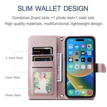 Carregar imagem no visualizador da galeria, Casekis 3 Card Leather Crossbody Wallet Phone Case Rose Gold