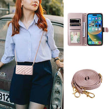 Carregar imagem no visualizador da galeria, Casekis 3 Card Leather Crossbody Wallet Phone Case Rose Gold