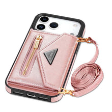 Carica l'immagine nel visualizzatore di Gallery, Casekis Crossbody Strap Leather Magnetic Wallet Phone Case Rose Gold
