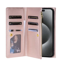 Carica l'immagine nel visualizzatore di Gallery, Casekis 7-Slot Foldable Crossbody Wallet Phone Case Rose Gold