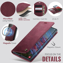 Load image into Gallery viewer, Casekis Leather Magnetic Flip Detachable Wallet Phone Case Red Wine