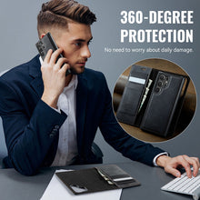 Charger l'image dans la galerie, Casekis Leather Magnetic Flip Detachable Wallet Phone Case Black