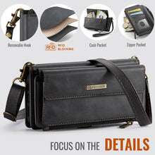 Load image into Gallery viewer, Casekis Crossbody Leather Wallet RFID Phone Case Black