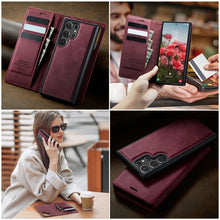 Load image into Gallery viewer, Casekis Leather Magnetic Flip Detachable Wallet Phone Case Red Wine