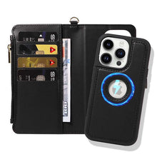 Загрузить изображение в средство просмотра галереи, Casekis Cardholder Case with Wrist Strap,Compatible with MagSafe,Zipper Pocket,Black