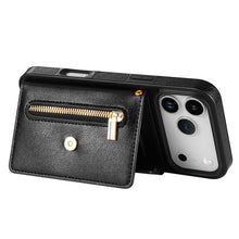 Carregar imagem no visualizador da galeria, Casekis Crossbody Strap Leather Magnetic Wallet Phone Case Black