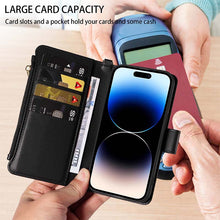 Загрузить изображение в средство просмотра галереи, Casekis Cardholder Case with Wrist Strap,Compatible with MagSafe,Zipper Pocket,Black