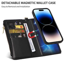 Загрузить изображение в средство просмотра галереи, Casekis Cardholder Case with Wrist Strap,Compatible with MagSafe,Zipper Pocket,Black